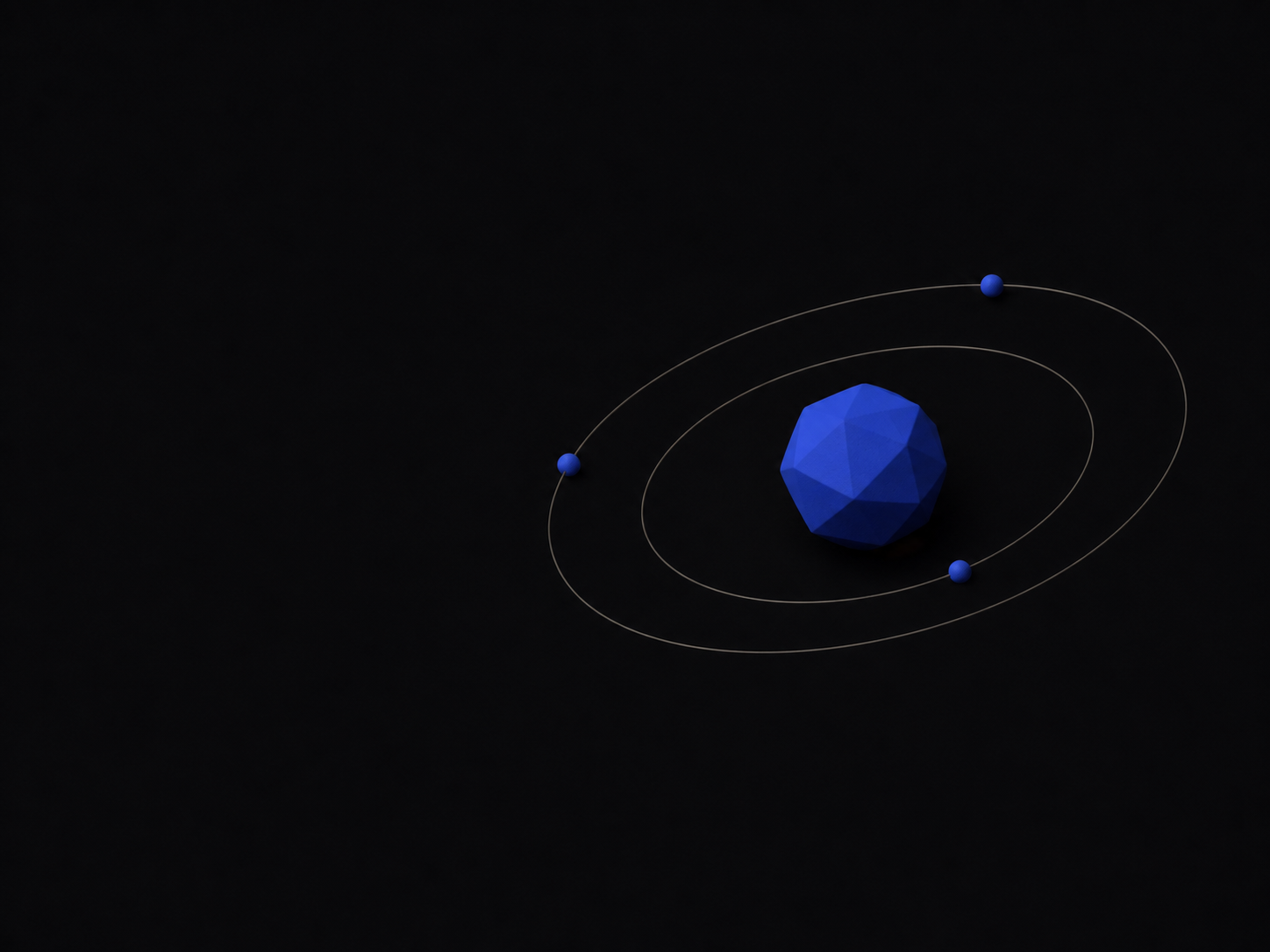 Matte cobalt core with two restrained orbit paths